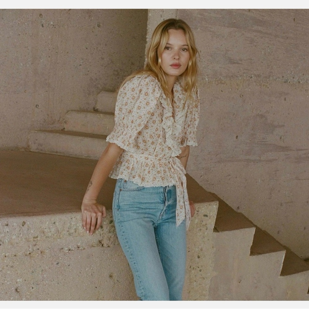 Doen Thames Top in alabaster countryside calico SZ Small